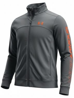 Boys Under Armour Gray Zip-Up Hoodie with Orange Logo